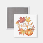 Dankbare Pumpkin & Autumn Leaves Magnet (Vorderseite/Rückseite)