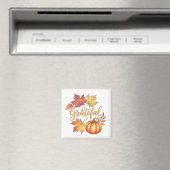 Dankbare Pumpkin & Autumn Leaves Magnet (In Situ (Geschirrspüler))