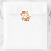 Dankbare Pumpkin & Autumn Leaves Runder Aufkleber (Tasche)