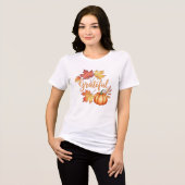 Dankbare Pumpkin & Herbst Blätter Frauen Tri-Blend Shirt (Vorderseite voll)