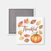 Dankbare Pumpkin & Herbstleaves Magnet (Vorderseite/Rückseite)