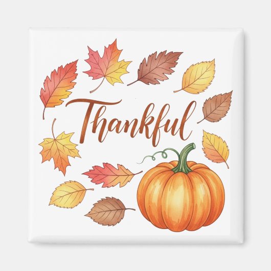 Dankbare Pumpkin & Herbstleaves Magnet (Vorne)