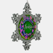 Dankbare rosa Herzchen Hübsche Inspiritivität Schneeflocken Zinn-Ornament (Links)