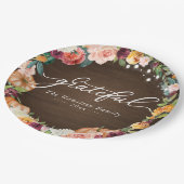 Dankbare rustikale Blume Herbst Erntedank Abendess Pappteller (Schrägansicht)