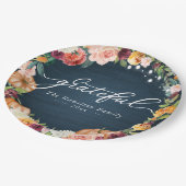 Dankbare rustikale Blume Herbst Erntedank Abendess Pappteller (Schrägansicht)