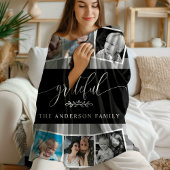 Dankbare Schwarze Karierte Herbstfamilie 6 FotoCol Fleecedecke