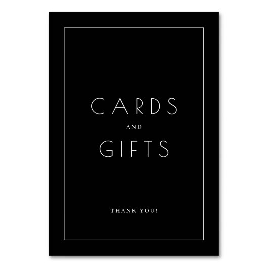 Dankbare schwarze Minimalist-Dankeskarte Tischnummer (Vorderseite)