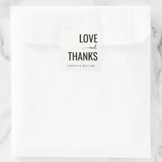 Dankbare schwarze Typografie Quadratischer Aufkleber (Tasche)