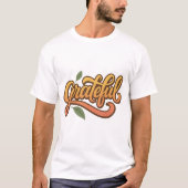 Dankbare Script-Blätter T-Shirt (Vorderseite)