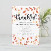 Dankbare Script Fall Foliage Watercolor Blätter Einladung (Stehend Vorderseite)