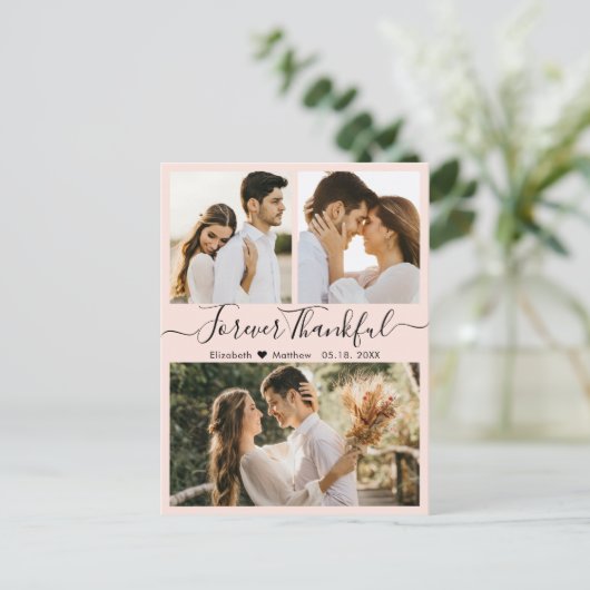 Dankbare Script Foto Collage Wedding Vielen Dank Postkarte (Stehend Vorderseite)
