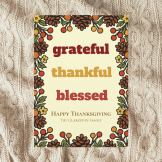 Dankbare Thanksgiving-Grüße Retro-Design Feiertagskarte