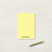 dankbare Typografie gelb Post-it Klebezettel (Auf Schreibtisch)