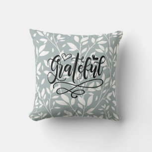 Dankbare Typografie Script, Country Floral Light G Kissen