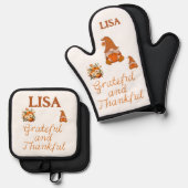 Dankbare und dankbare Bezeichnung Monogram | Ofenhandschuh & Topflappen-Set (Vorderseite/Rückseite)