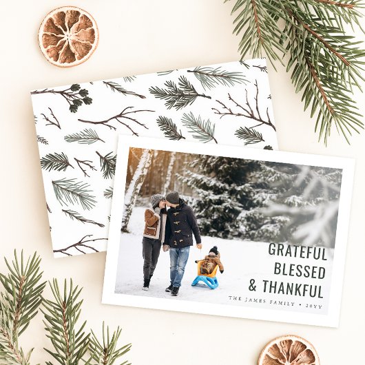 Dankbare und dankbare Familie Foto Weihnachtskarte Feiertagskarte