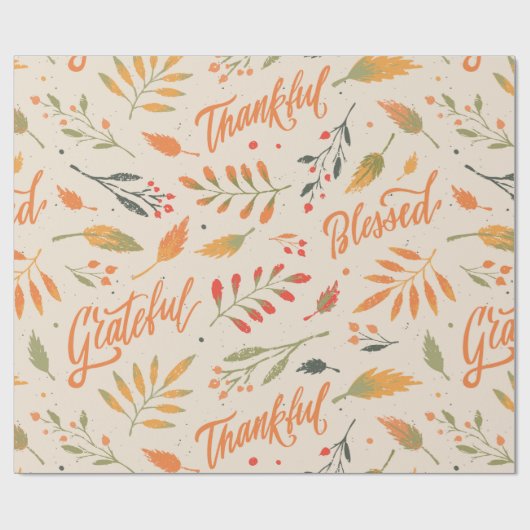 Dankbare und dankbare Herbstschrift Geschenkpapier (Flach)