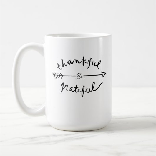 Dankbare und dankbare Kaffee-Tasse Kaffeetasse (Links)