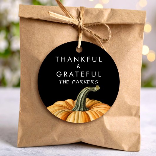 Dankbare und dankbare Karte mit Kürbis Geschenkanhänger