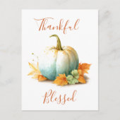 Dankbare und gesegnete Erntedank-Urlaubskarte Feiertagspostkarte (Vorderseite)