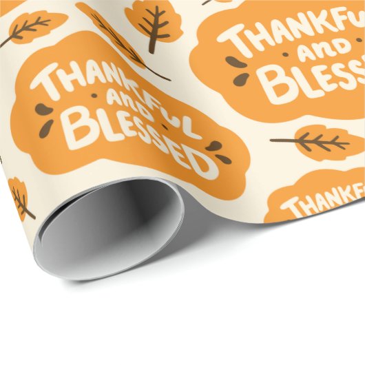 Dankbare und gesegnete feierliche Orange Blätter N Geschenkpapier (Rolleneckpunkt)