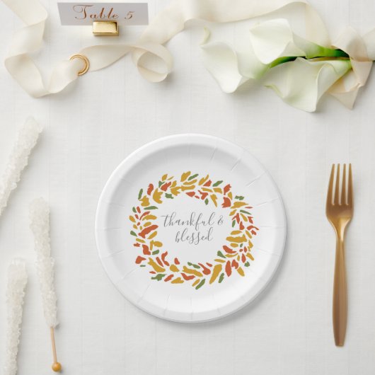 Dankbare und gesegnete Herbstmalerei Pappteller (Hochzeit)