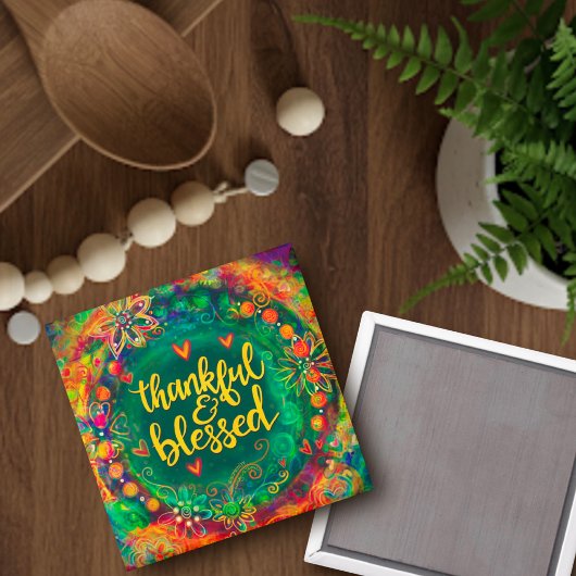 Dankbare und gesegnete Inspirivity Floral Hübsch Magnet