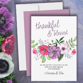 Dankbare und gesegnete Lila rosa Blume Schwangersc Ankündigung