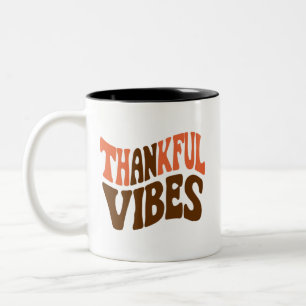 Dankbare Vibes Erntedankfest Vintage Dankbar Zweifarbige Tasse