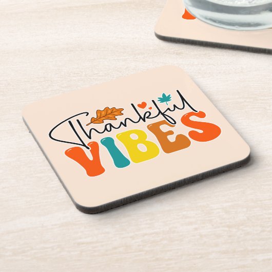 Dankbare Vibes Herbst Herbst Erntedank Getränkeuntersetzer (Linke Seite)