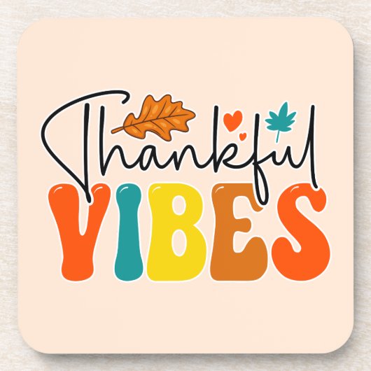 Dankbare Vibes Herbst Herbst Erntedank Getränkeuntersetzer (Vorderseite)
