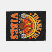 Dankbare Vibes Herbst Retro Truthahn Erntedankfest Fleecedecke (Vorderseite (Horizontal))