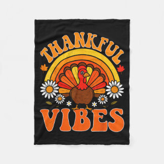 Dankbare Vibes Herbst Retro Truthahn Erntedankfest Fleecedecke