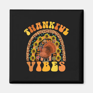Dankbare Vibes Regenbogen Truthahn Herbst Retro Gr Magnet