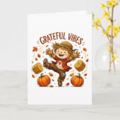 Dankbare Vibes Vogelscheuche Herbst Karte (Gelbe Blume)