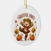 Dankbare Vibes Vogelscheuche Herbst Keramik Ornament (Rechts)