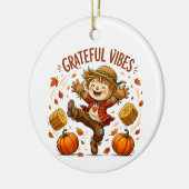 Dankbare Vibes Vogelscheuche Herbst Keramik Ornament (Links)
