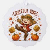 Dankbare Vibes Vogelscheuche Herbst Ornament Karte (Rückseite)