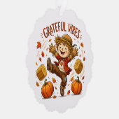 Dankbare Vibes Vogelscheuche Herbst Ornament Karte (Rechts)