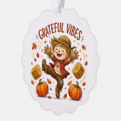 Dankbare Vibes Vogelscheuche Herbst Ornament Karte (Links)