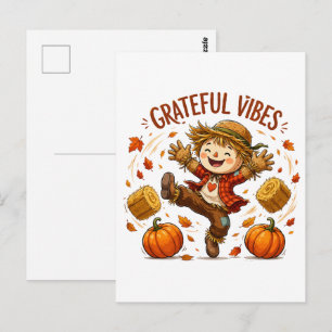 Dankbare Vibes Vogelscheuche Herbst Postkarte