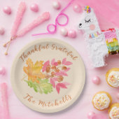Dankbare Wasserfarben-Blätter und -Beeren Pappteller (Party)