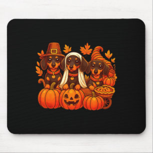 Dankbarer Dachshund Wurst Hund Thanksgiving Kürbis Mousepad