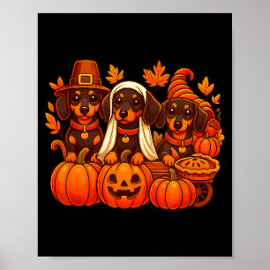 Dankbarer Dachshund Wurst Hund Thanksgiving Kürbis Poster