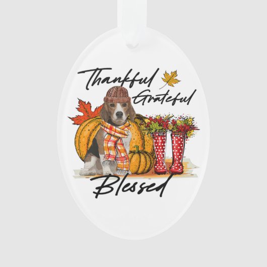 Dankbarer dankbarer Beagle Dog Lovers Fall Thanksg Ornament (Vorderseite)