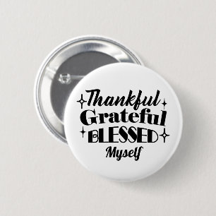 Dankbarer, dankbarer, gesegneter, funkelnder Ernte Button