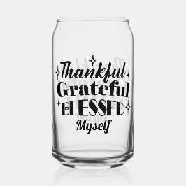 Dankbarer, dankbarer, gesegneter, funkelnder Ernte Dosenglas