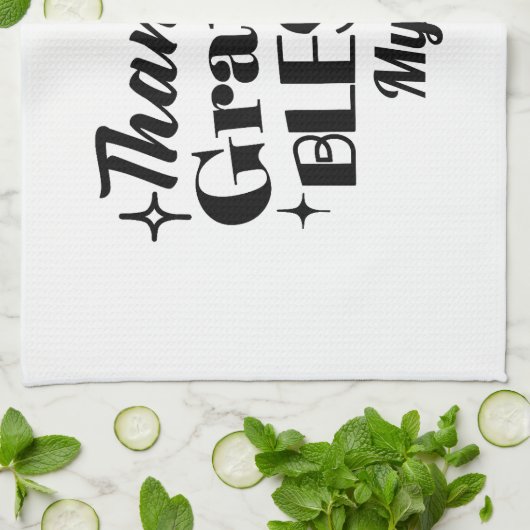 Dankbarer, dankbarer, gesegneter, funkelnder Ernte Geschirrtuch (Gefaltet)