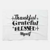 Dankbarer, dankbarer, gesegneter, funkelnder Ernte Geschirrtuch (Horizontal)