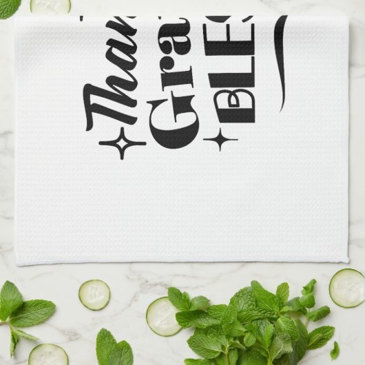 Dankbarer, dankbarer, gesegneter, funkelnder Ernte Geschirrtuch (Gefaltet)